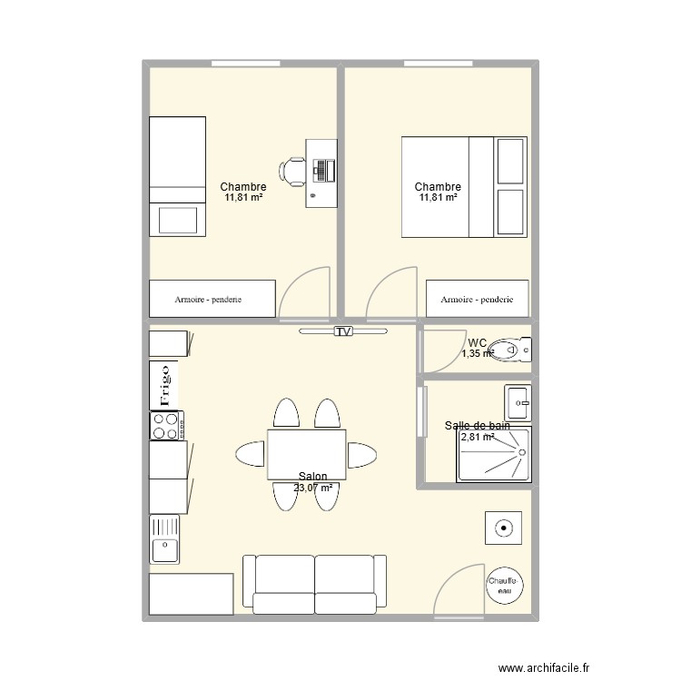 cap d'ail 2. Plan de 5 pièces et 51 m2