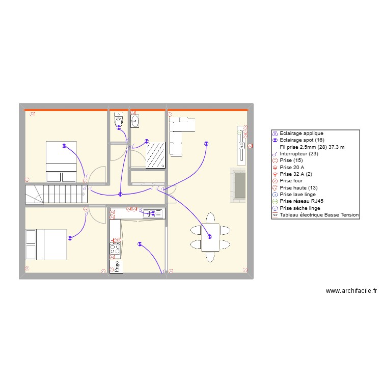 MAURY. Plan de 11 pièces et 131 m2