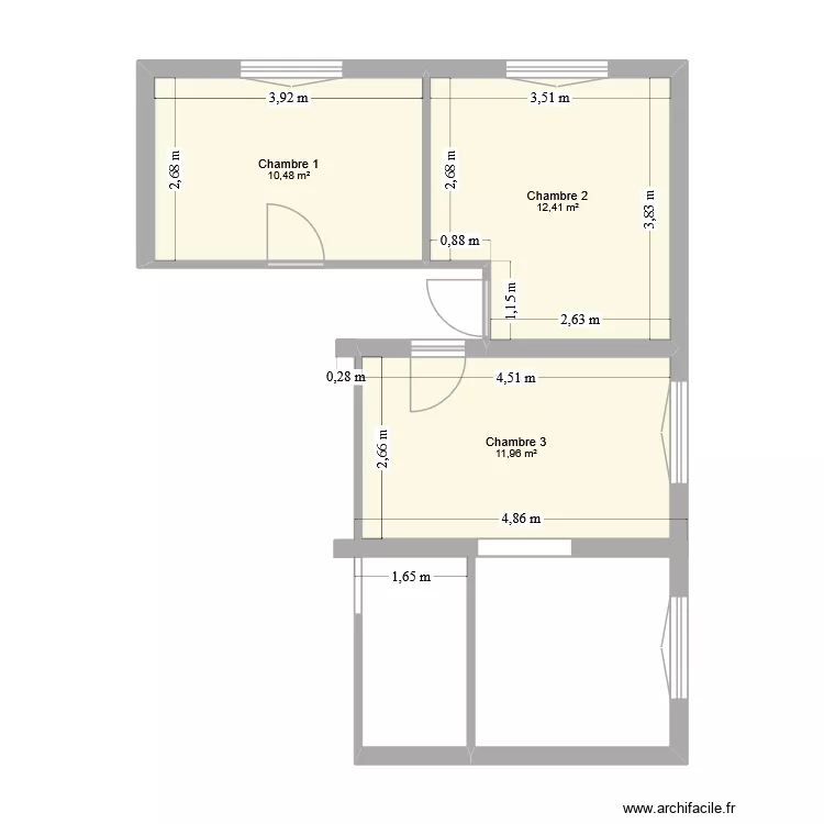 Maison de Rose et Michel. Plan de 3  et 35 m²