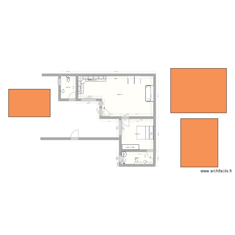 fadima. Plan de 4 pièces et 61 m2