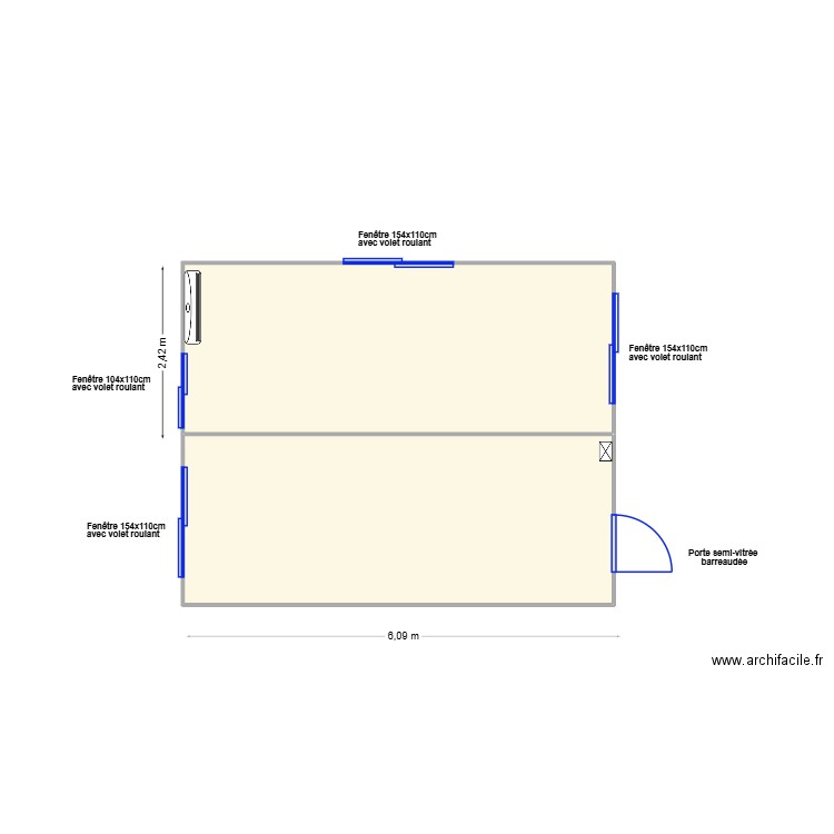 Projet Eiffage - Fabrication usine. Plan de 2 pièces et 29 m2