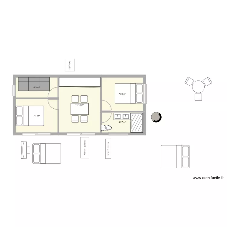 extension 4.24x9.34 -40m2. Plan de 5 Pièces et 34 m² extension 4.24x9.34 -40m2. Plan de 5 Pièces et 34 m²