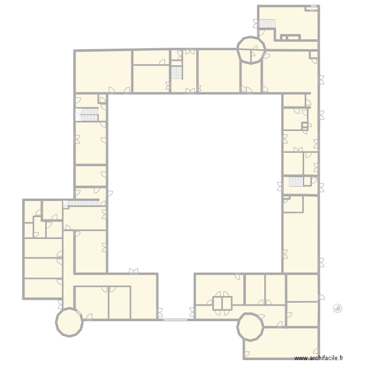 plan ABSA chateau RDC. Plan de 54 pièces et 1978 m2