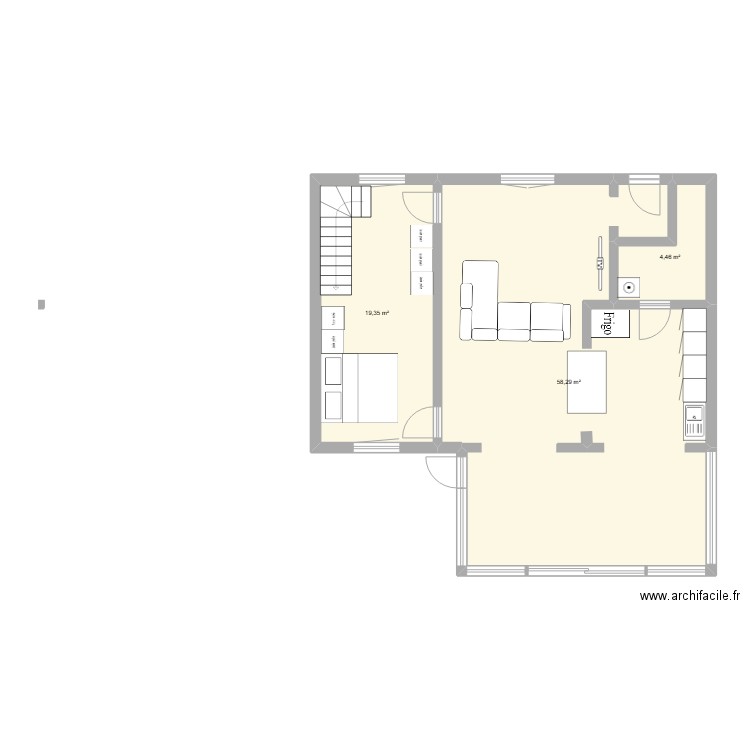 Estinnes. Plan de 3 pièces et 82 m2