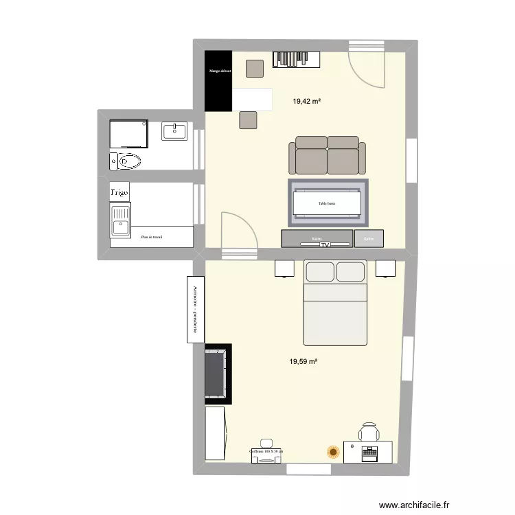 Appartement Paris. Plan de 2 et 39 m² Appartement Paris. Plan de 2 et 39 m²
