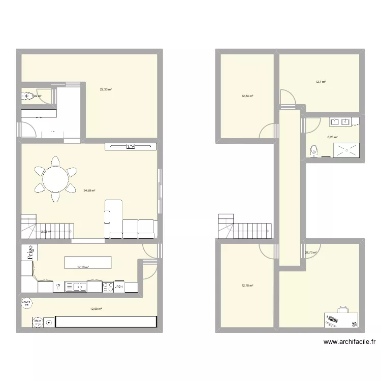 Idee popo. Plan de 11 pièces et 164 m²
