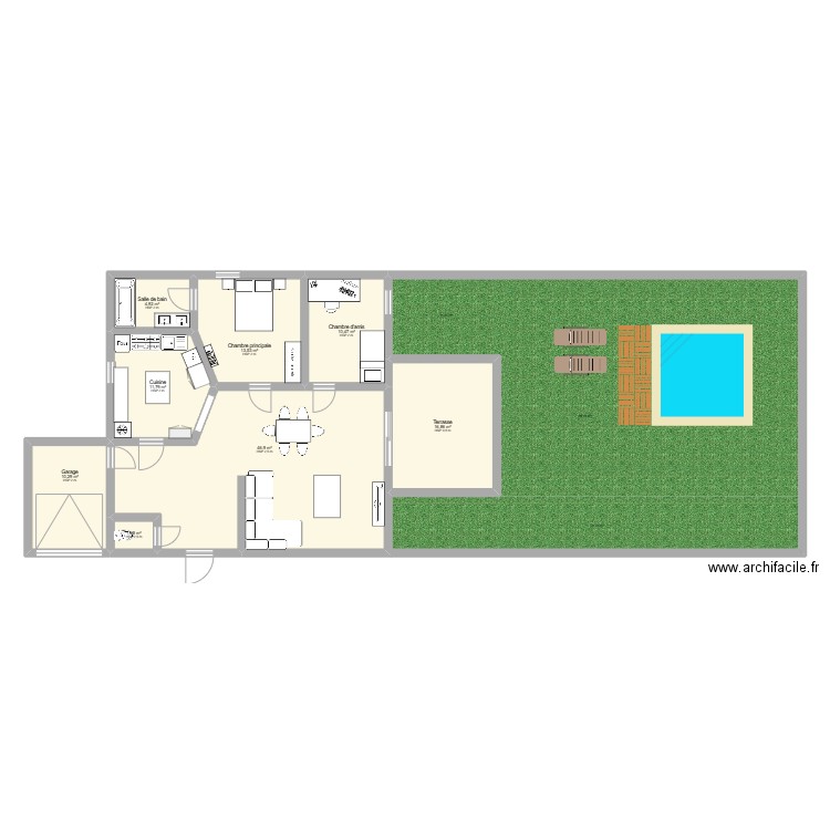 Maison 1. Plan de 8 pièces et 116 m2