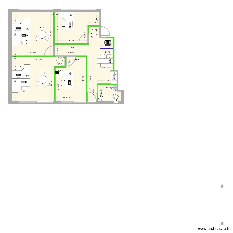 Bureau Guist\'Hau 2WC. Plan de 0 pièce et 0 m2