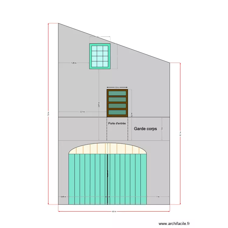 Façade NORD EST existant. Plan de Façade NORD EST existant. Plan de