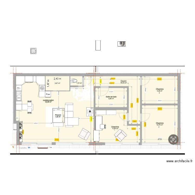 Girolle 3. Plan de 1 pièce et 4 m2