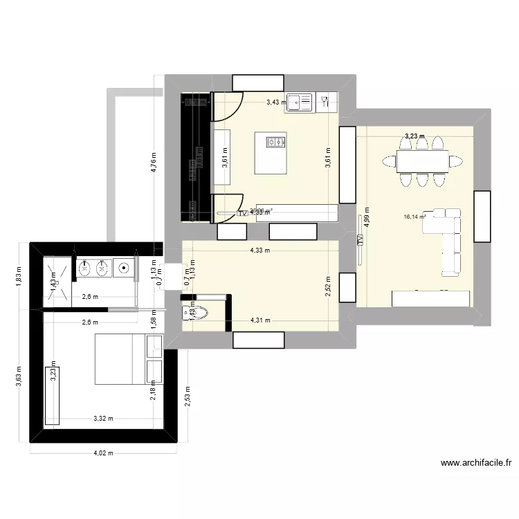 ROISEY 2. Plan de 2  et 42 m²