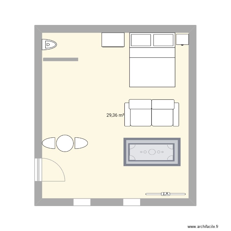 Appart. Plan de 1 pièce et 29 m2