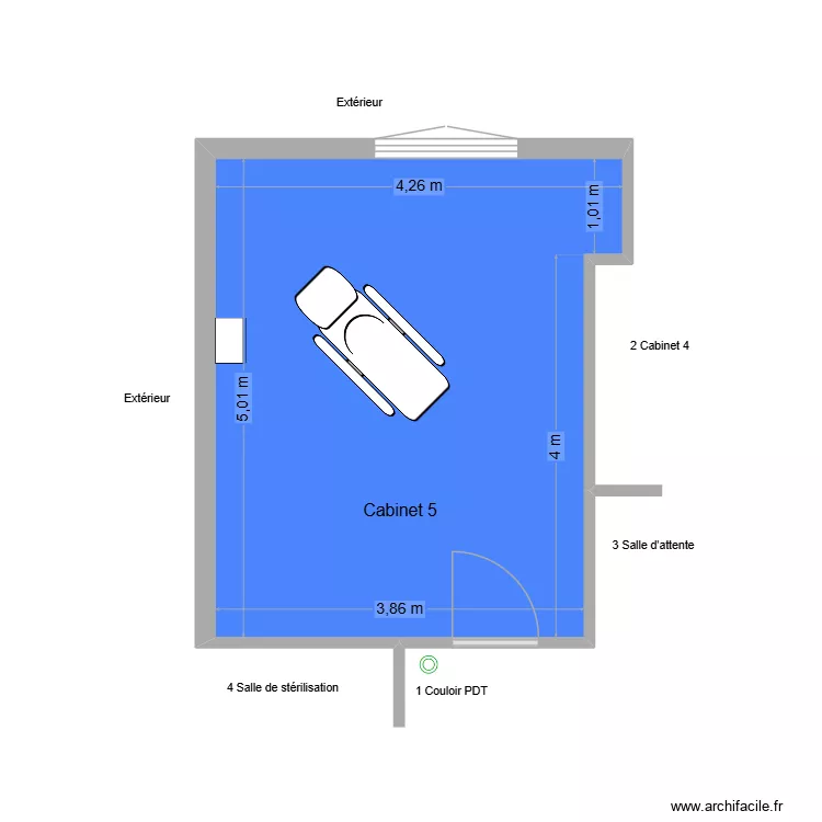 60388 Cabinet 5. Plan de 1  et 20 m²
