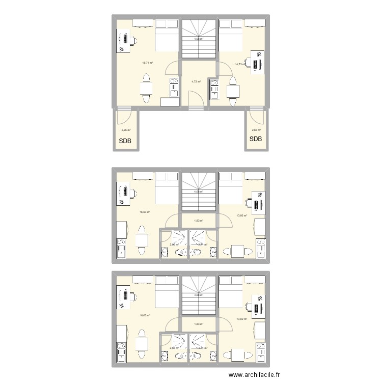 Alfon. Plan de 18 pièces et 133 m2