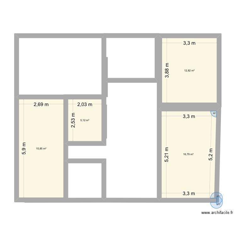 Daguet. Plan de 4 pièces et 51 m2