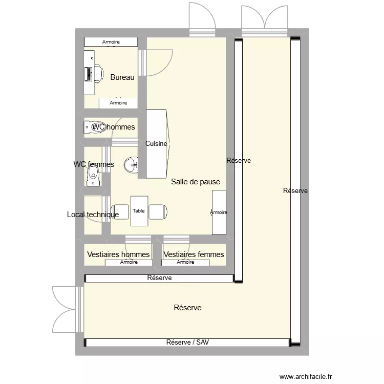 r&eacute;serve bureau salle de pause la grande r&eacute;cr&eacute;. Plan de 8  et 55 m²