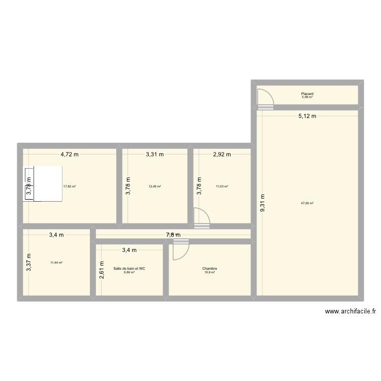 Nous2. Plan de 9 pièces et 129 m2