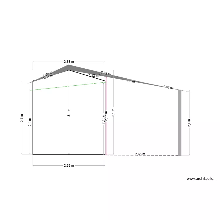 façade nord après travaux. Plan de façade nord après travaux. Plan de