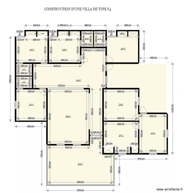 PROJET D'UNE VILLA F4. Plan de 