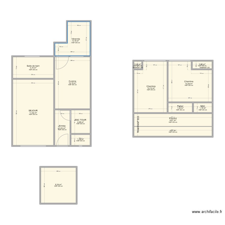 ABRAHAM. Plan de 16 pièces et 95 m2