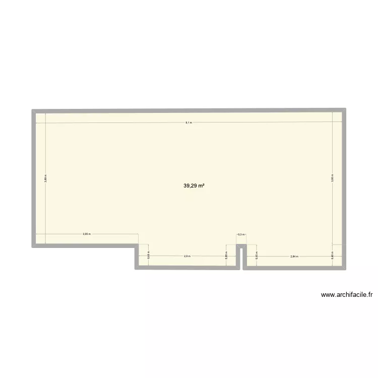 terasse + dimension base. Plan de 1  et 39 m²