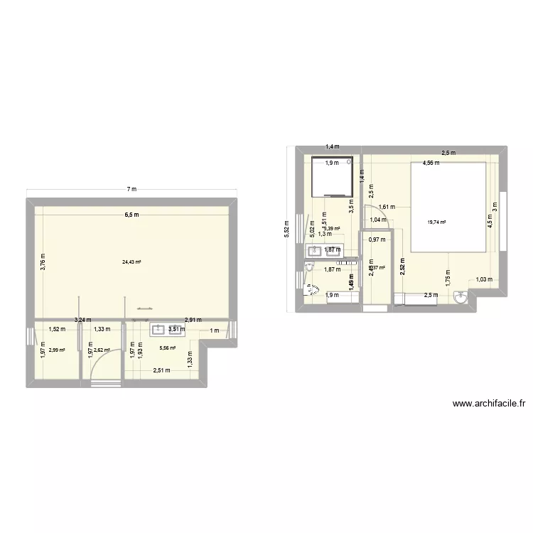 extension SPA. Plan de 7 et 67 m² extension SPA. Plan de 7 et 67 m²
