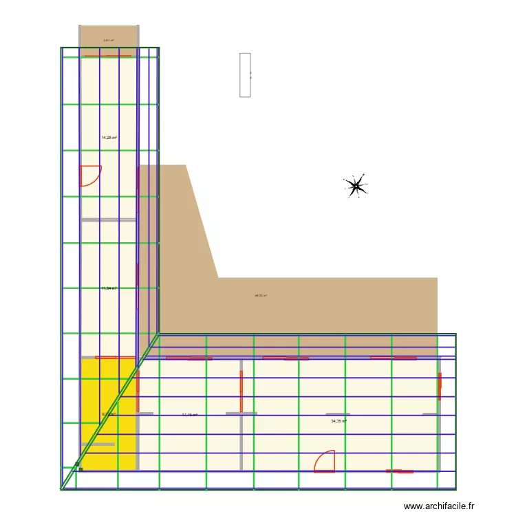 Toiture La Conception. Plan de 5 Pièces et 88 m²