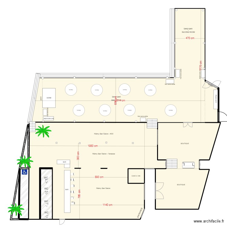 SAND BAR - PLAN GALA DINNER OUVERTURE. Plan de 7 pièces et 642 m2