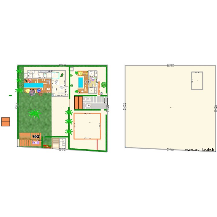 diani. Plan de 18 pièces et 173 m2