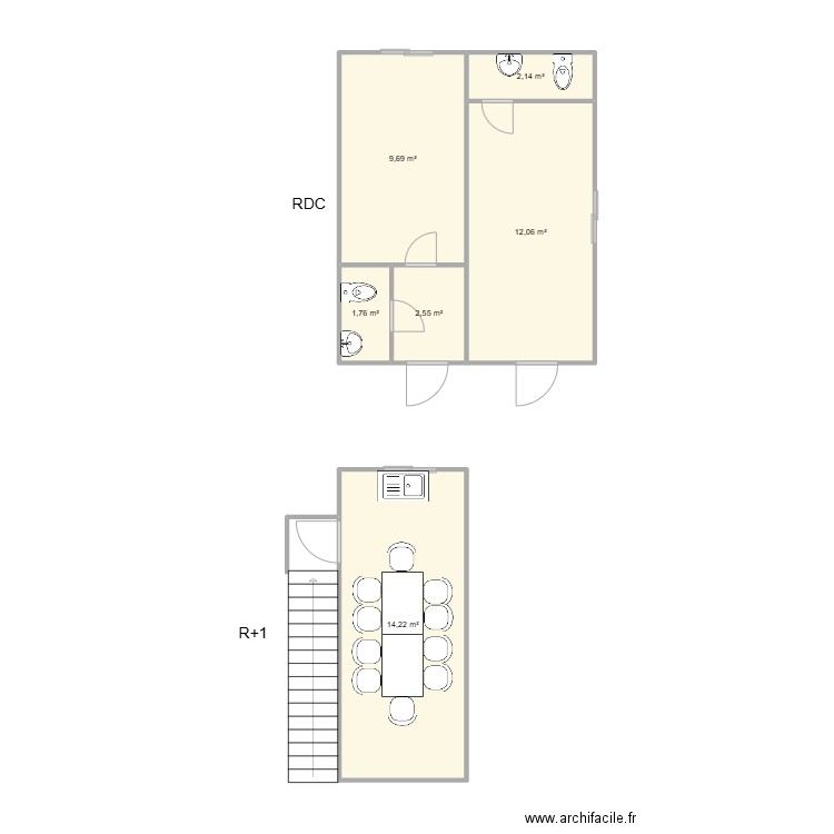 EIFFAGE CHANTIER BELLEVILLE - INTERMARCHE. Plan de 6 pièces et 42 m2