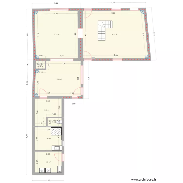 maison marion. Plan de 8  et 103 m²