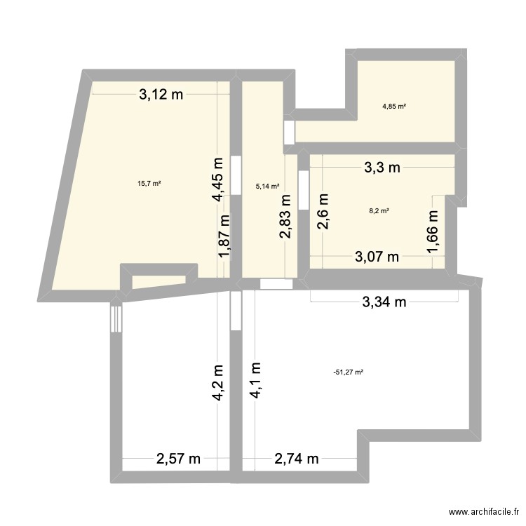 montigny maison. Plan de 5 pièces et 53 m2