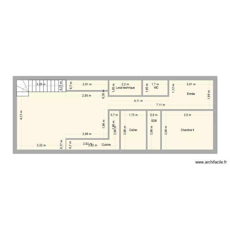 RDC. Plan de 8  et 60 m²