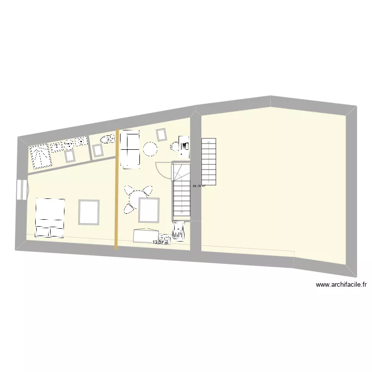 grange Badant. Plan de 1  et 94 m²