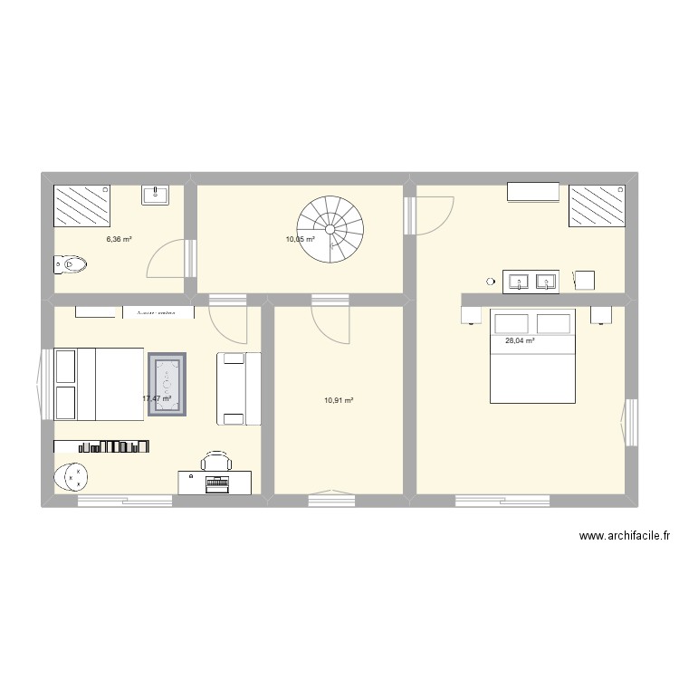 Étage Nathurus. Plan de 5 pièces et 73 m2