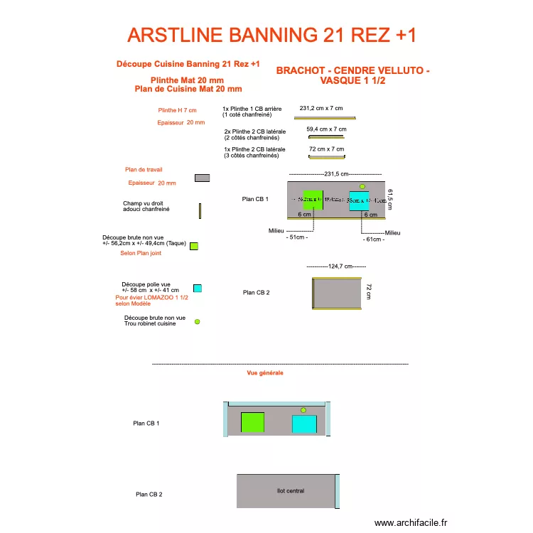 D&eacute;coupe Cuisine Banning 21 Rez+1. Plan de 0 pièce et 0 m2