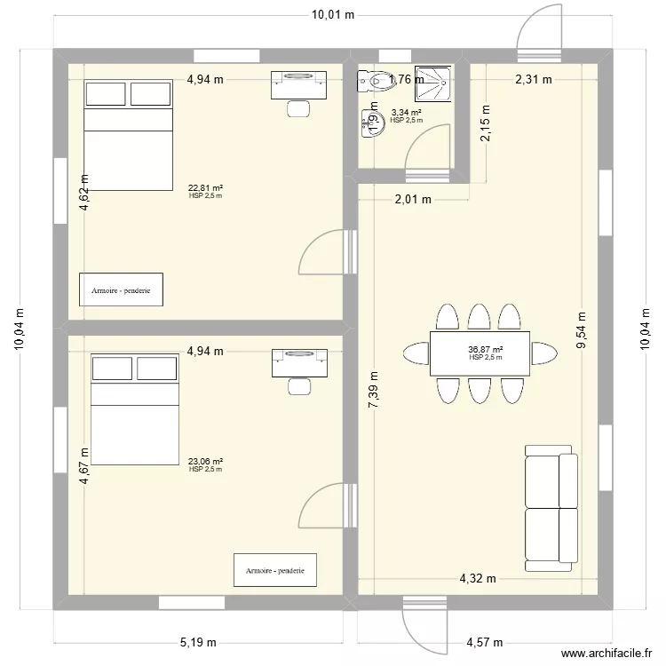 Zinvi&eacute;. Plan de 4  et 86 m²