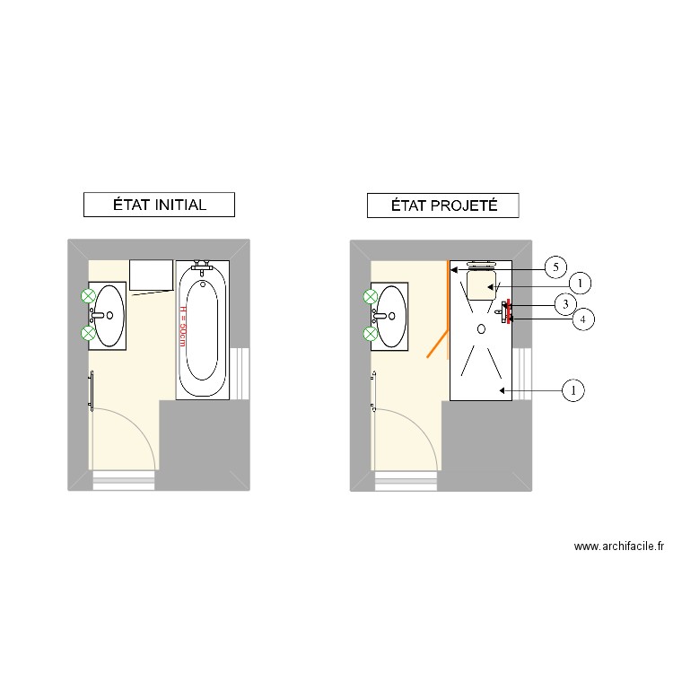 KLEIN. Plan de 2 pièces et 10 m2