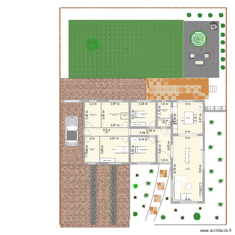 Tarcienne. Plan de 13 pièces et 139 m2