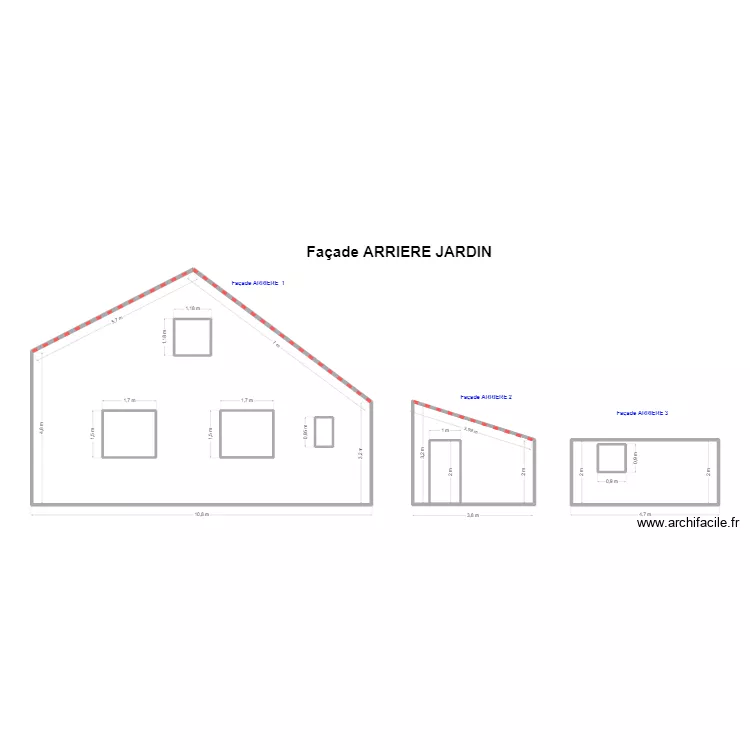 Fa&ccedil;ade ARRIERE JARDIN . Plan de 