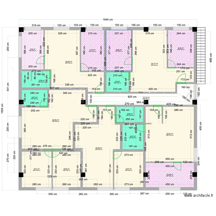3th Floor 5.1.Bon Version 2.1.2 Imprimer. Plan de 21 pièces et 218 m2
