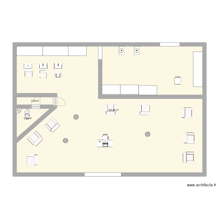 e32. Plan de 3 pièces et 105 m2