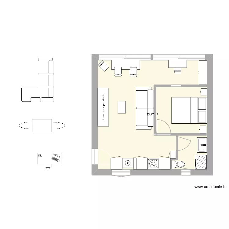 1.1 LEUCATE 930. Plan de 1  et 33 m²