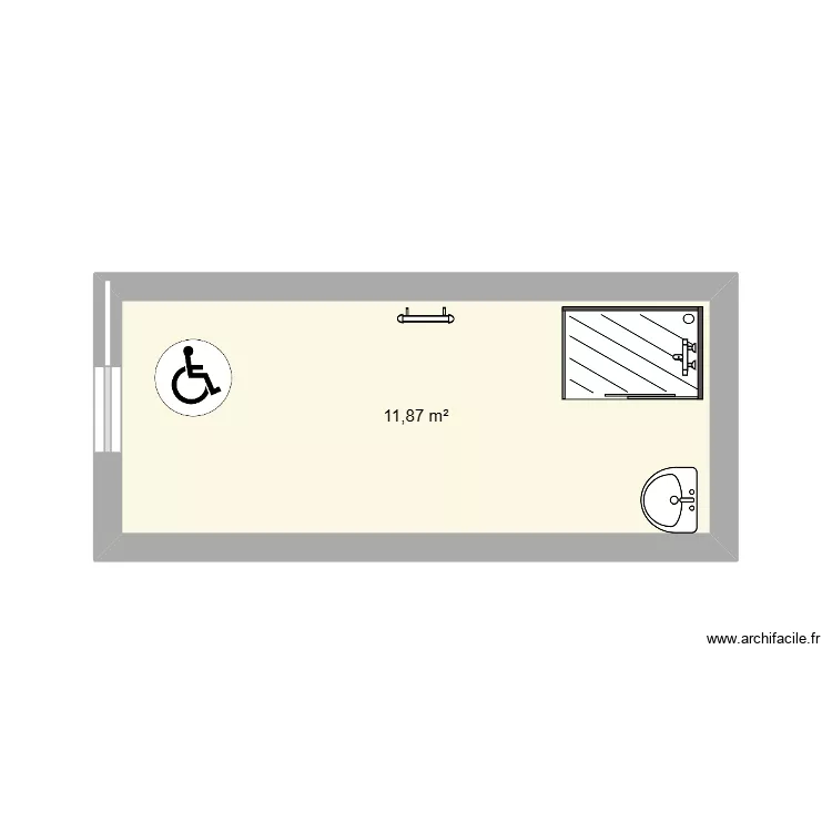 Projet de salle de bain aux normes PMR. Plan de 1  et 12 m²