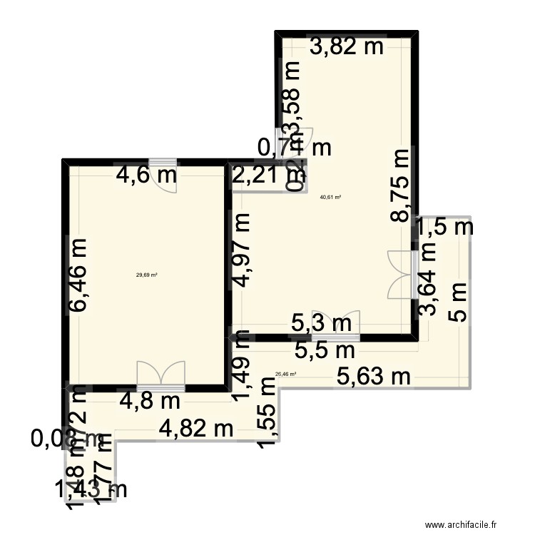 Val tho. Plan de 3 pièces et 97 m2