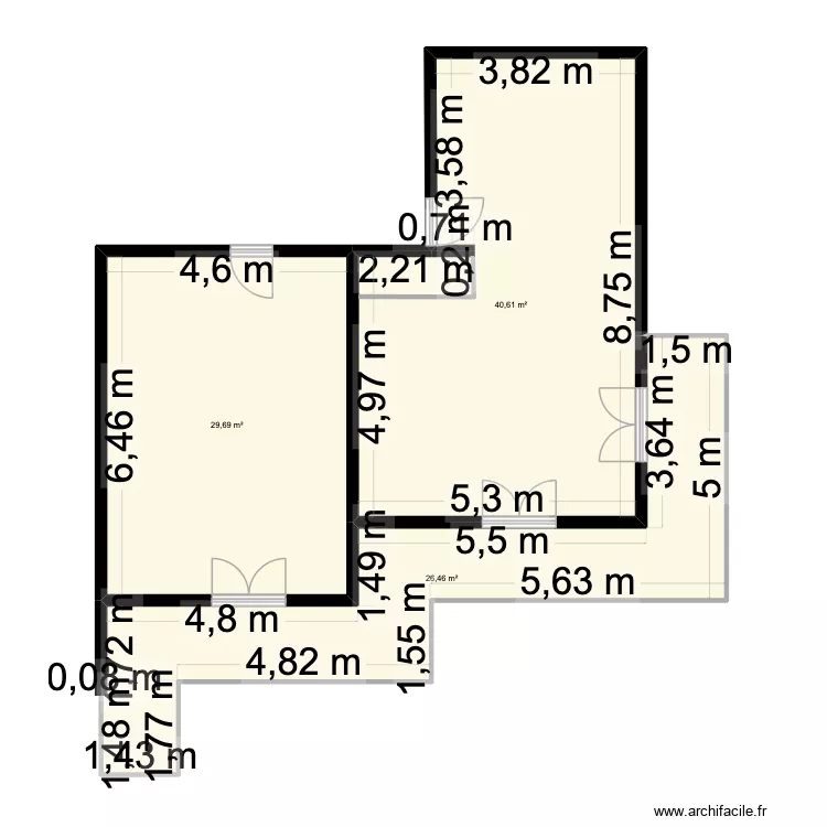 Val tho. Plan de 3 pièces et 97 m²