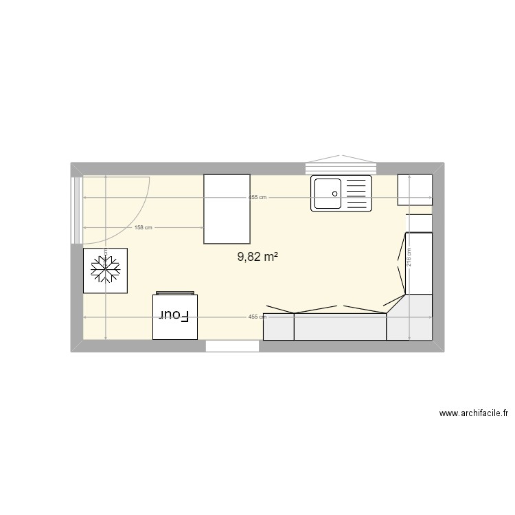 Cuisine Bollène. Plan de 1 pièce et 10 m2