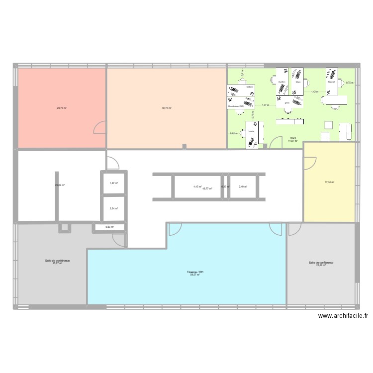 Étage 4_Gare 25_R&D. Plan de 15 pièces et 335 m2