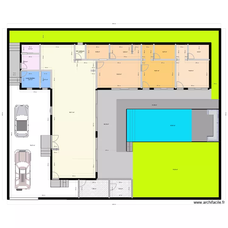 Villa 5 V7 V-sans meubles. Plan de 21  et 507 m²