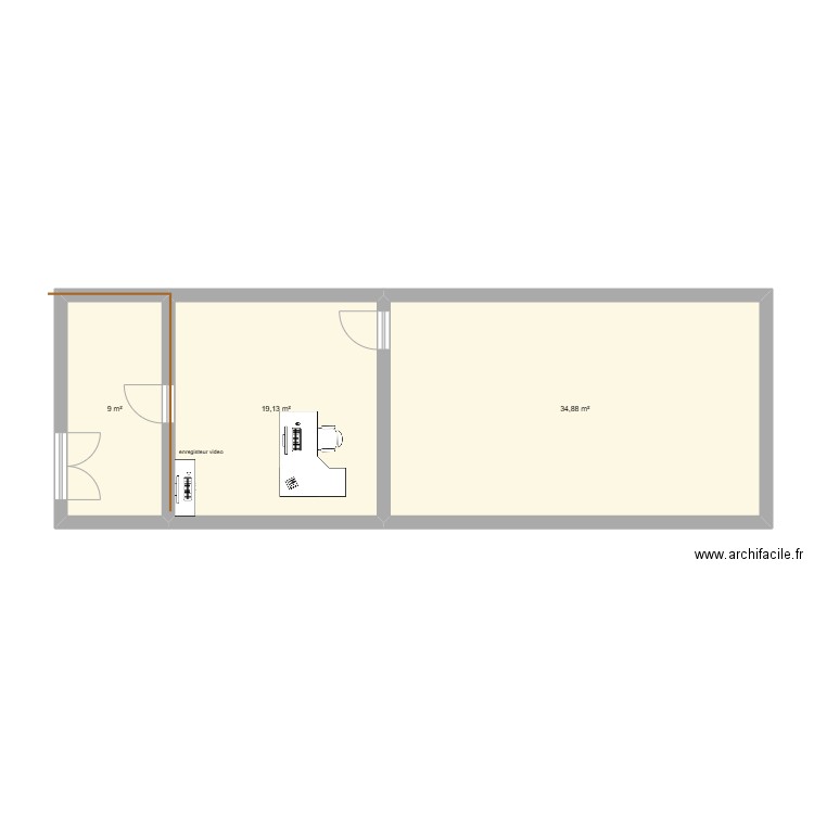 stage. Plan de 3 pièces et 63 m2